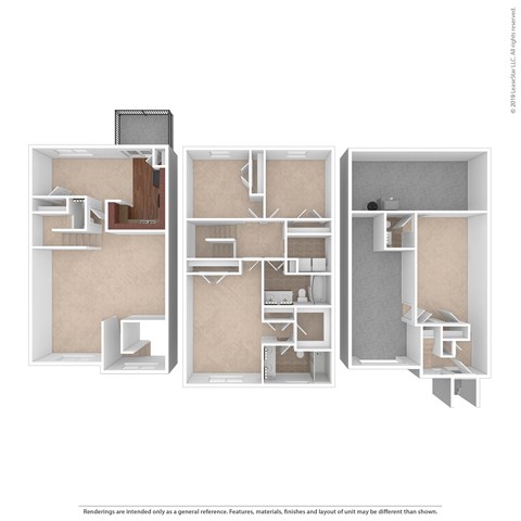 Floor plan for 3 beds, 2.5 baths, 2443 sqft